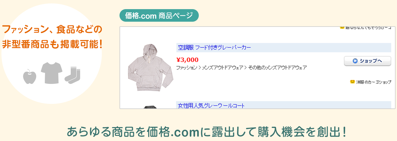 あらゆる商品を価格.comに露出して購入機会を創出！